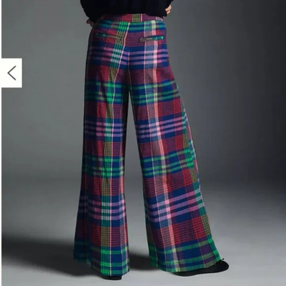 Maeve Multicolor Plaid Wide Leg Pants - Picture 3 of 15